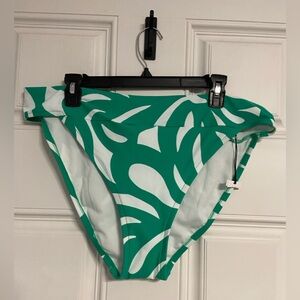 SHADE & SHORE White-Green Abstract HI-CUT Bikini Bottom